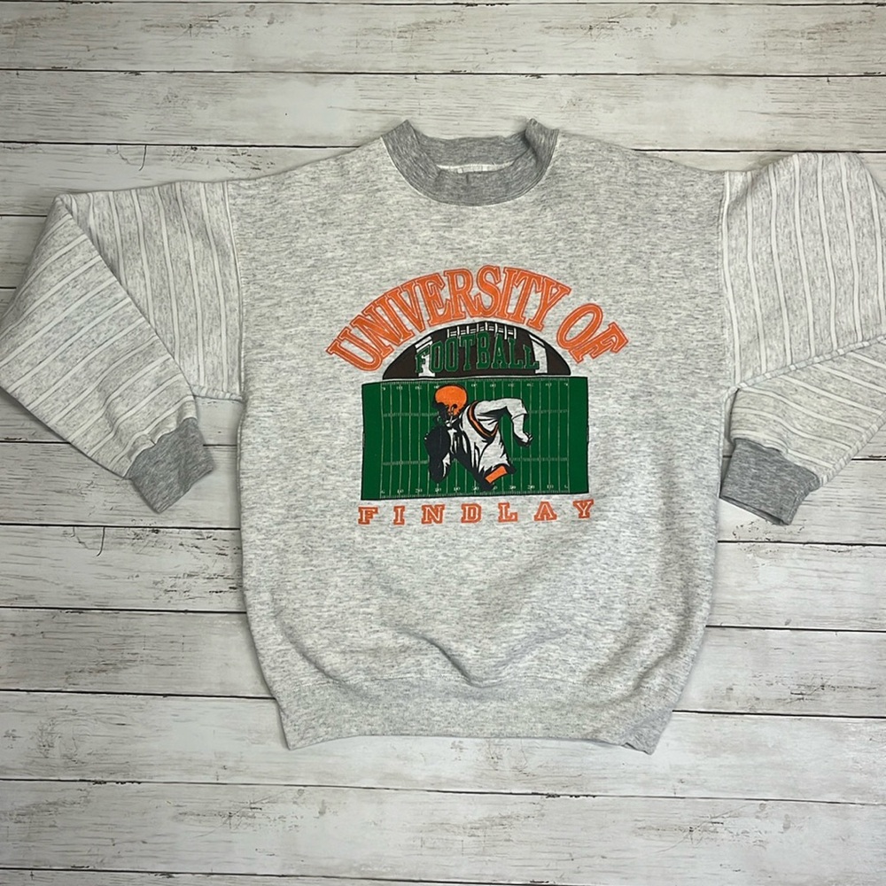 Vintage 90s Findlay University Football pullover crew neck sweatshirt, Medium